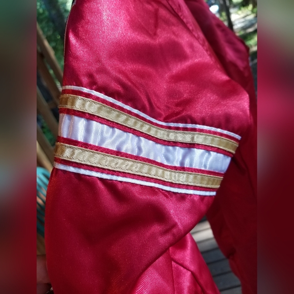 Football Jacket 49ers Starter Large Rare Snap Up Red Gold Winter Coat Shiny - Picture 15 of 15